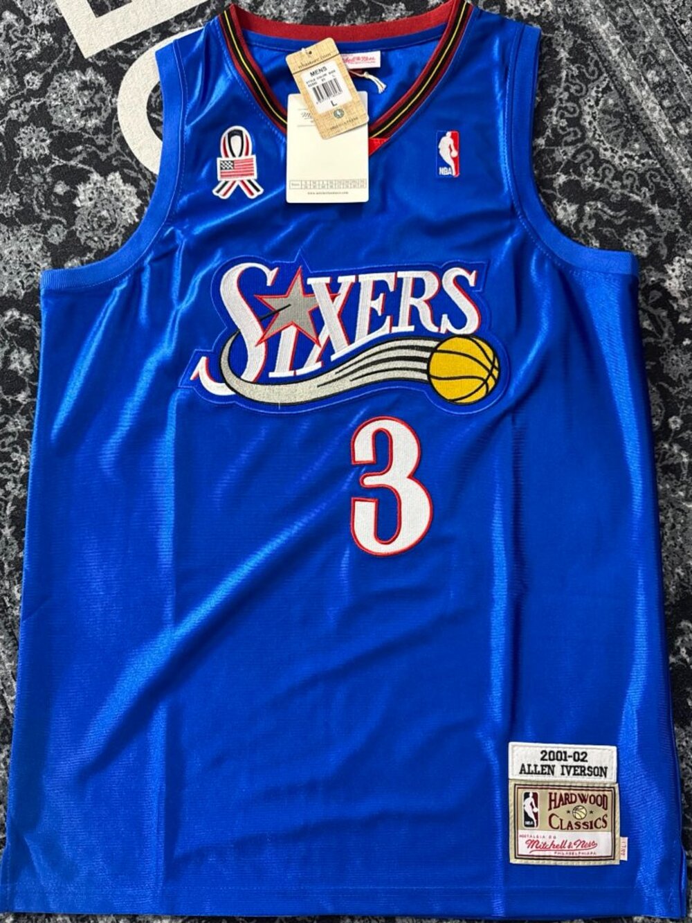 76ers Allen Iverson Hardwood Classics Mitchell and Ness Jersey Size Large L (44)
